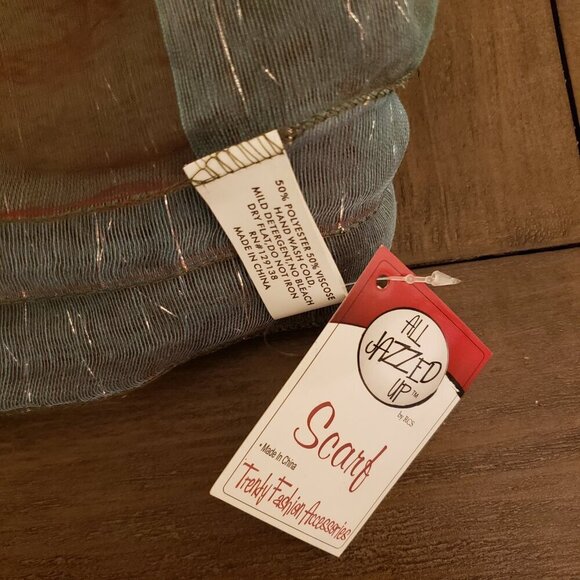 All Jazzed Up Seafoam Sheer Iridescent Scarf, 25" x 70" - Picture 5 of 7